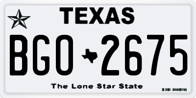 TX license plate BGO2675