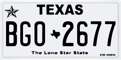 TX license plate BGO2677