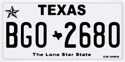 TX license plate BGO2680