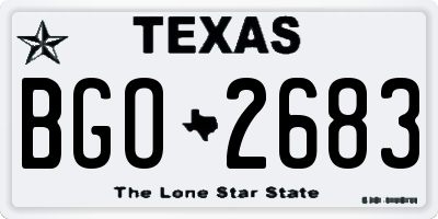 TX license plate BGO2683