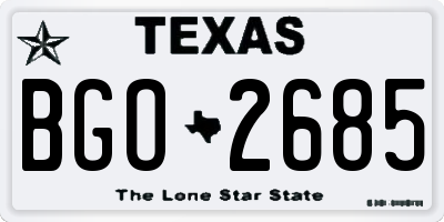 TX license plate BGO2685