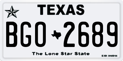 TX license plate BGO2689