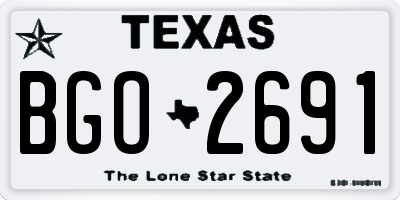 TX license plate BGO2691