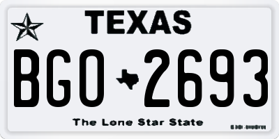 TX license plate BGO2693