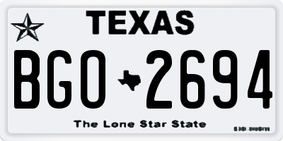 TX license plate BGO2694