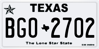 TX license plate BGO2702