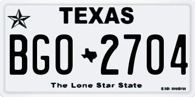 TX license plate BGO2704
