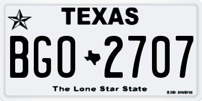 TX license plate BGO2707