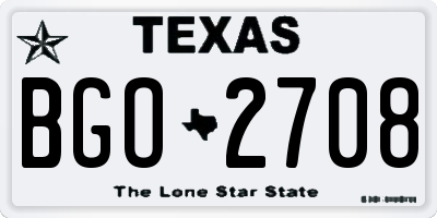 TX license plate BGO2708