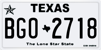TX license plate BGO2718