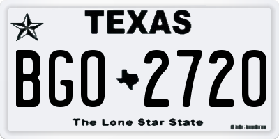 TX license plate BGO2720