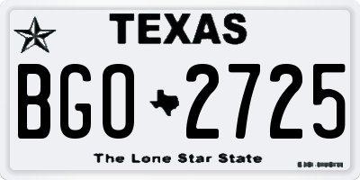 TX license plate BGO2725