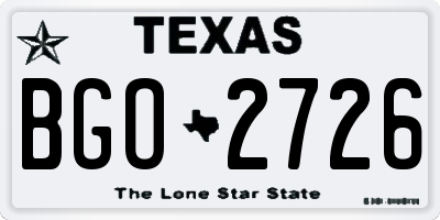TX license plate BGO2726