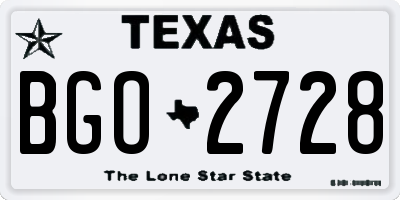 TX license plate BGO2728