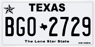 TX license plate BGO2729