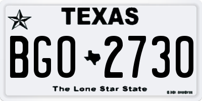 TX license plate BGO2730