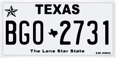 TX license plate BGO2731