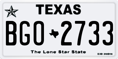 TX license plate BGO2733