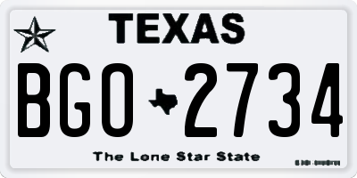TX license plate BGO2734