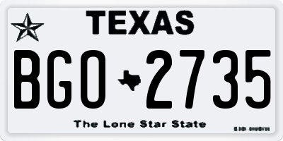 TX license plate BGO2735