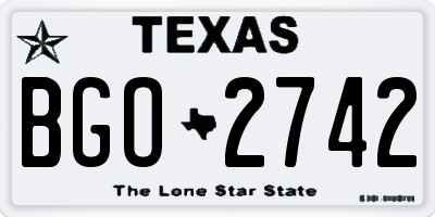 TX license plate BGO2742