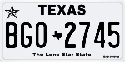 TX license plate BGO2745