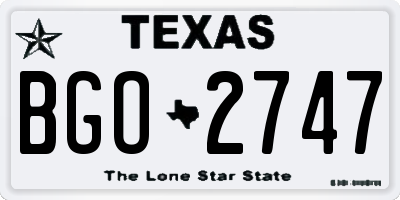 TX license plate BGO2747