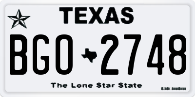 TX license plate BGO2748