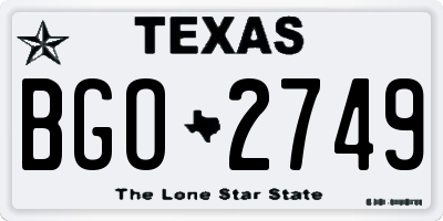 TX license plate BGO2749