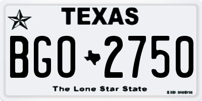 TX license plate BGO2750