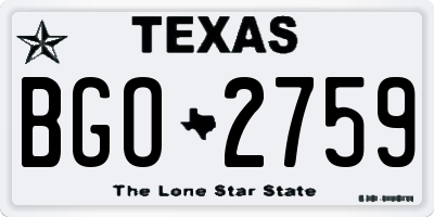 TX license plate BGO2759