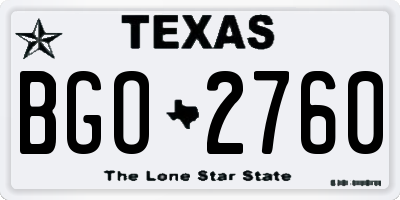 TX license plate BGO2760