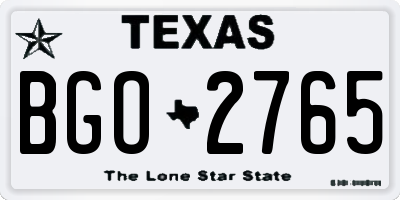 TX license plate BGO2765