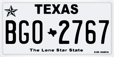 TX license plate BGO2767