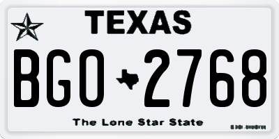TX license plate BGO2768