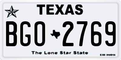 TX license plate BGO2769