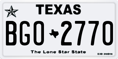 TX license plate BGO2770