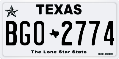 TX license plate BGO2774