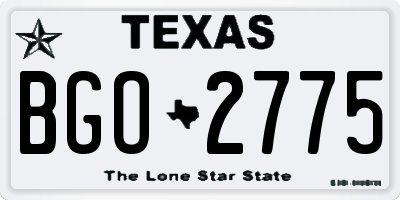 TX license plate BGO2775