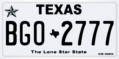 TX license plate BGO2777