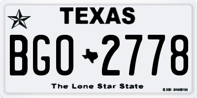 TX license plate BGO2778