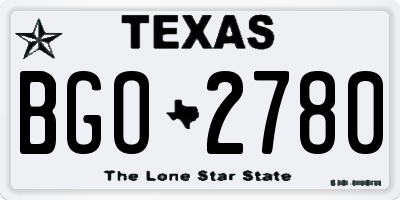 TX license plate BGO2780