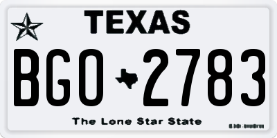 TX license plate BGO2783