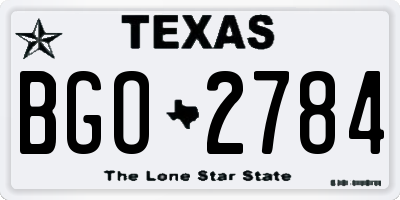 TX license plate BGO2784