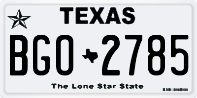 TX license plate BGO2785