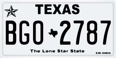 TX license plate BGO2787