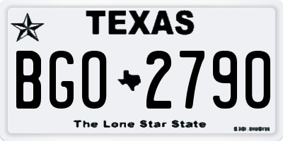 TX license plate BGO2790