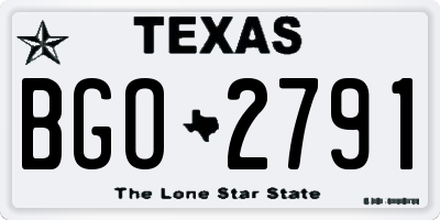TX license plate BGO2791