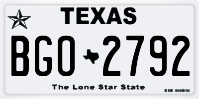 TX license plate BGO2792