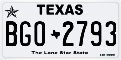 TX license plate BGO2793